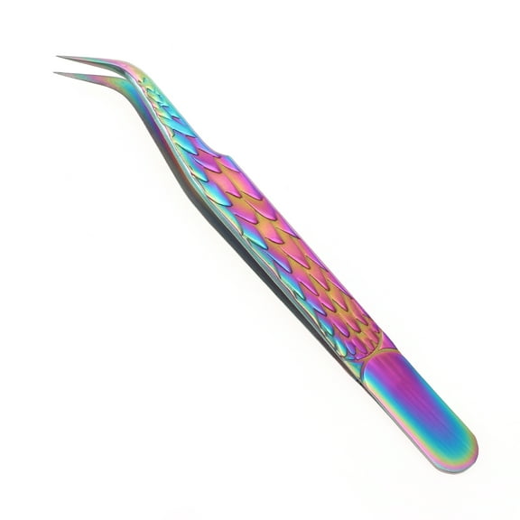 Unique Bargains 1 Pc Women Durable Lash Tweezers for Beauty Parlor Assorted Color Stainless Steel