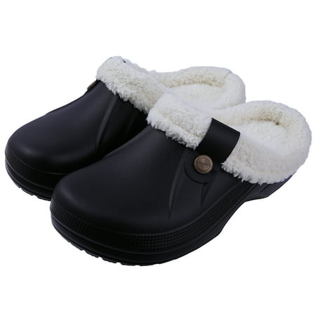 

Fur Lined Clogs For Women Men Winter Warm Slippers Garden Shoes Waterproof Plush Slippers Couples Home Eva Fuzzy Shoes