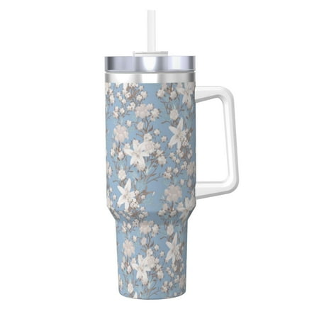 

Matuu Lily Flower for 40OZ Ice Cup with Handle Durable Thermal Cups Keep Drinks Cold and Hot Insulated Car Mug with Lid