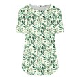 thumbnail image 4 of Womens Tops,Summer New Fashion Floral Prints Top Loose Round Neck Chest Pleated Shirts Womens Casual Short Sleeve Blouses Pullover Tops, 4 of 6