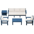 thumbnail image 4 of FUNDAZE 7-Piece OversizePatio Furniture Sets, Waterproof HDPE Frame Outdoor Conversation Sets Perfect for Patio, Poolside & Backyard, Navy Frame with Khaki Cushion, 4 of 11