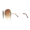 thumbnail image 3 of Womens Rimless Rhinestone Bevel Angular Lens Butterfly Sunglasses Gold Brown, 3 of 5