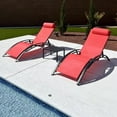 thumbnail image 3 of PURPLE LEAF Patio Chaise Lounge Chair Set with 2 Side Table Outdoor Pool Adjustable Recliner Chairs for Outdoor Beach Poolside Sunbathing Tanning Lounger，Coral Red, 3 of 8
