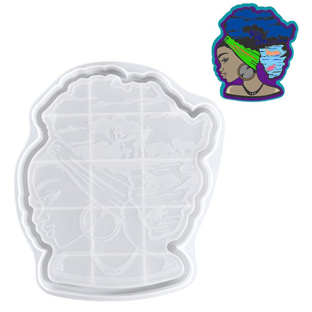 Inteprter Molde de silicona para cabeza de mujer grande, molde de bandeja de almacenamiento de frutas para niñas africanas, molde de fundición de resina Artesanía No.1 Inteprter HA027137-01