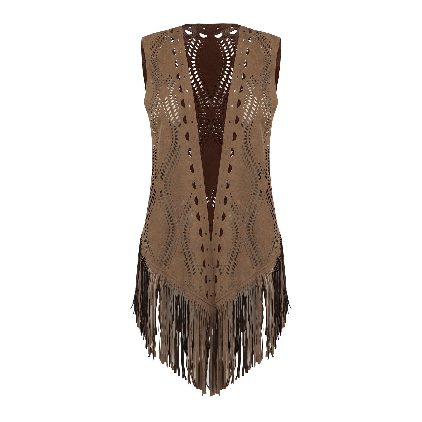 Pyhlmscde Fringe Vest, Soft Cowgirl Sleeveless Cropped Fringe
