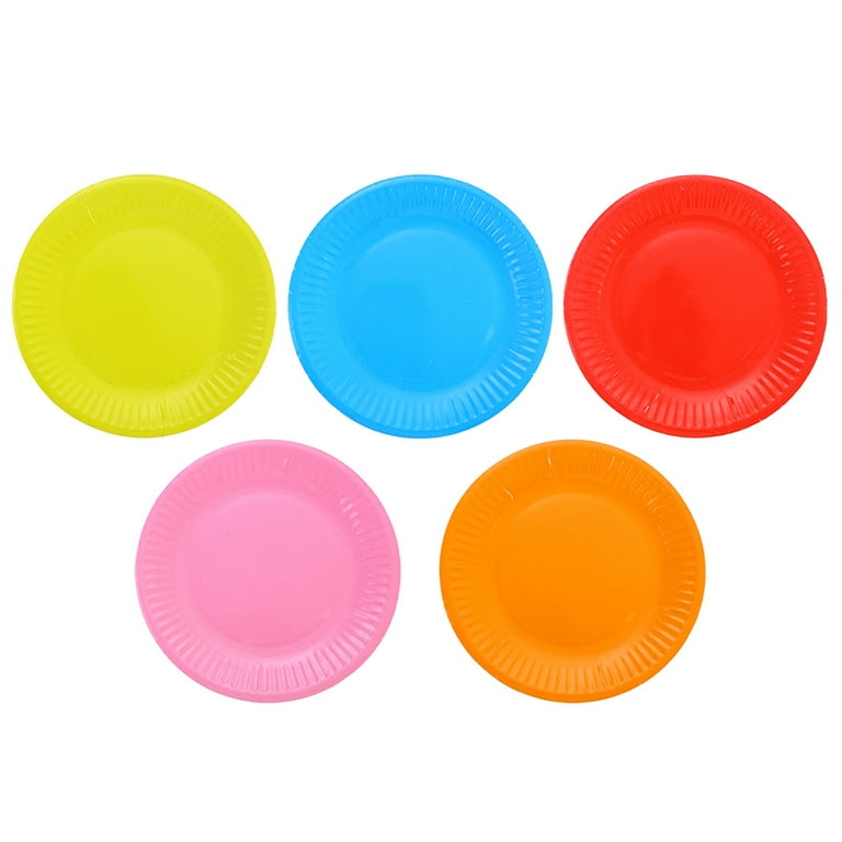 Frcolor 50pcs Paper Plate Paper Cake Plates Disposable Colorful for Birthday Party Decor Random Color