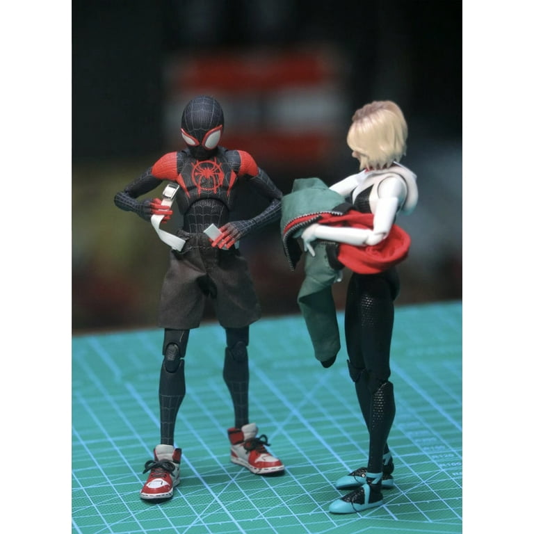 TIM Spider-M Miles Morales Real Clothes Full Body Movable Action Figure Model Replaceable Clothes, Heads, Hands Gift Box