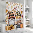 thumbnail image 6 of Yellow Orange Gnomes Fall Shower Curtain, Waterproof Shower Curtains for Bathroom, Pumpkins Thanksgiving Leaves Floral Washable Fabric Bathtub Curtain Set Bath Decor with 12 Hooks Long 72"x84", 6 of 8