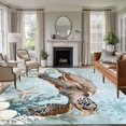 thumbnail image 2 of Ocean Turtle Area Rugs 5x7 ft Retro Marine Life Starfish Coral Washable Rug Non Slip Indoor Carpet Absorbent Floor Mat for Living Room Bedroom Dining Room, 2 of 8
