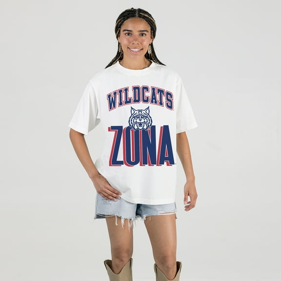 Women's Gameday Couture Cream Arizona Wildcats Oversized Fierce Focus T-Shirt