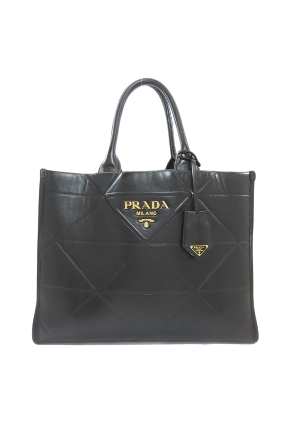 Pre-Owned Prada Symbol Topstitched Calfskin Handbag for Women