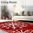 thumbnail image 2 of ODIKA 3'x5' Machine Washable Non-Slip Area Rug, Crystalline Winter with Intricate Snowflake Motifs High Traffic Rug, Red, 506146, 2 of 7