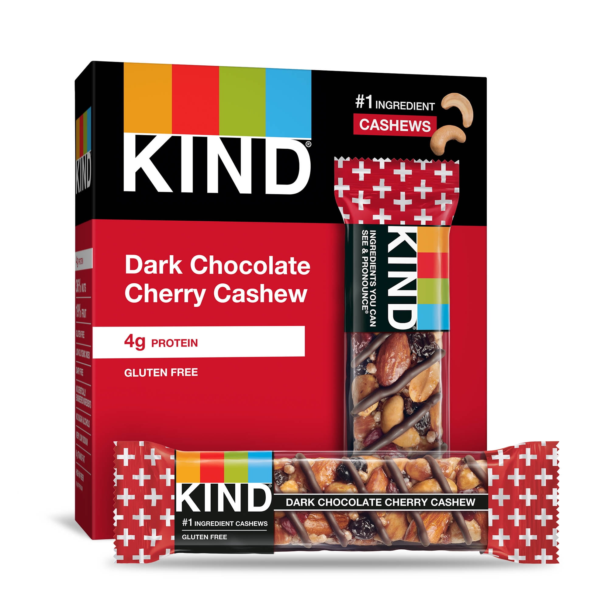 KIND Bars Dark Chocolate Cherry Cashew + Antioxidants, Gluten Free, 1.4 oz, 6 Ct