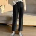 thumbnail image 4 of biudgviw Dress Pants for Women Straight Wide Leg Work Office Pants Elegant Business Casual Cropped Pants Formal Capris Trousers for Office, 4 of 6