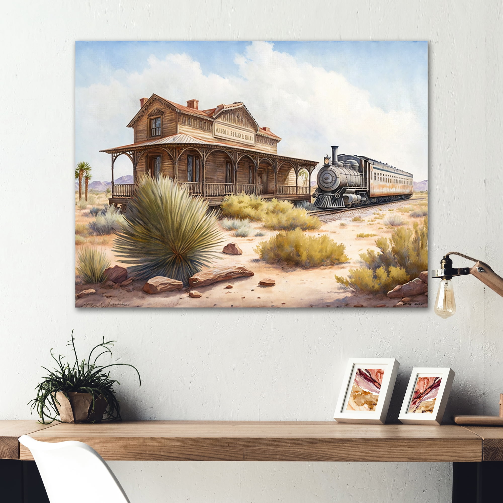 Designart Wild West Train Station II Canvas Wall Art