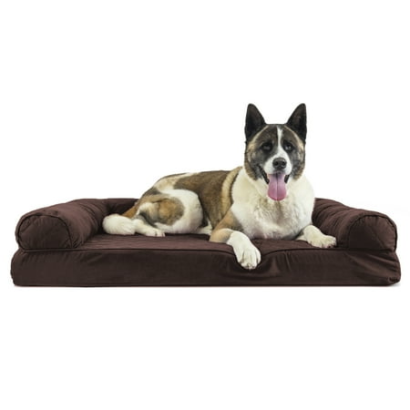 UPC: 0842229117332 | FurHaven Pet Products Quilted Memory Top Sofa-Style Pet Bed for Dogs & Cats – Coffee Jumbo