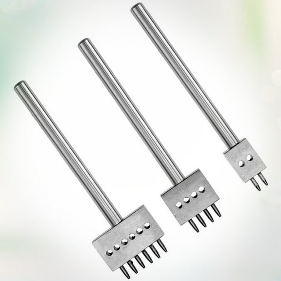 Worgeous Hole Punching Tool Kit Steel Silver 3Pack For Leather Craft Round Hole Chiseling
