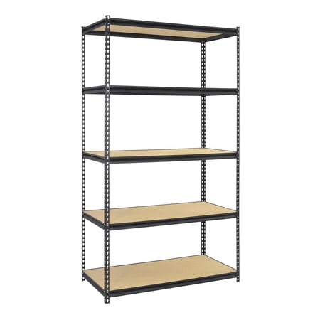 Edsal 48"W x 24"D x 84"H 5-Shelf Unit, Black and Beige