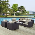 thumbnail image 1 of Modway Rattan Convene 8-Piece Wicker Outdoor Patio Furniture Sectional, Beige, 1 of 8