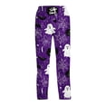 thumbnail image 7 of Domzest Halloween Pajama Pants Men Pumpkin Ghost Bat Print Wide Leg Pj Bottoms Drawstring Elastic Waisted Funny Sleepwear Dark Purple XL, 7 of 7