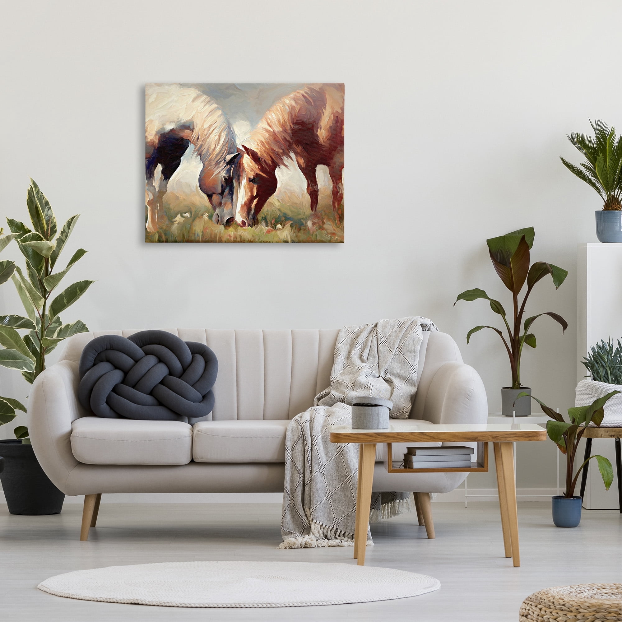Stupell Industries Grazing Horse Pair Animals & Insects Painting Gallery Wrapped Canvas Art Print Wall Art, 40 x 30