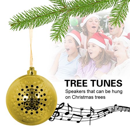 Christmas Bells Sound Christmas Ball Sound Speaker Audio,iClover Mini Christmas Ornament Jingle Bell Bluetooth Wireless Speaker Ornament Holiday Tunes for Christmas Tree Gold ()