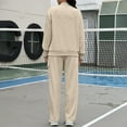 thumbnail image 7 of Womens 2 Piece Outfits Mock Neck Long Sleeve Sweatshirt Sweatshirt Fall Fashion Tracksuit Set Beige 2XL, 7 of 7