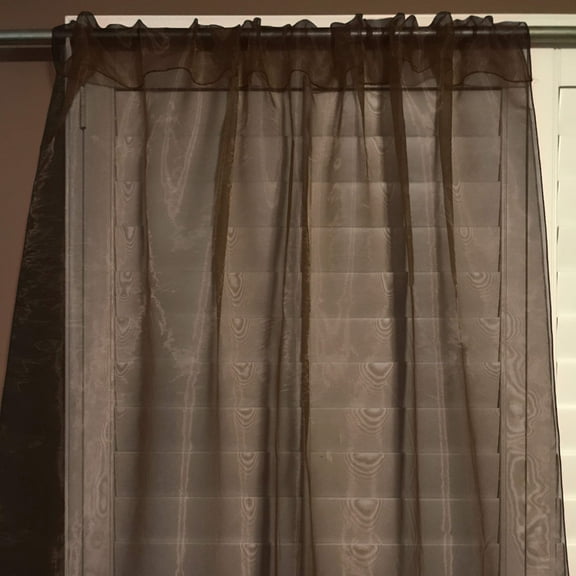 Sheer Tinted Organza Solid Single Curtain Panel 58 Inch Wide Brown