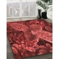 thumbnail image 3 of Ahgly Company Machine Washable Indoor Round Transitional Tomato Red Area Rugs, 4' Round, 3 of 7