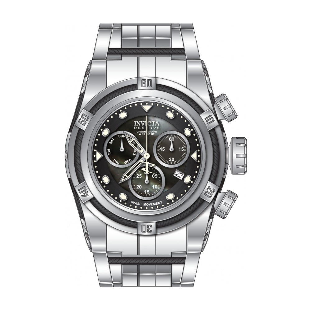 Invicta Reserve Bolt Zeus Stainless Steel/Black Band Metal/Mother of ...