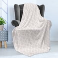 thumbnail image 4 of Damask Soft Flannel Fleece Throw Blanket, Classical Monochrome Floral Curvy Ornaments Minimalistic Continuous Pattern, Cozy Plush for Indoor and Outdoor Use, 50" x 70", Rose and White, by Ambesonne, 4 of 5