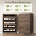 thumbnail image 4 of 5 Drawer Dresser for Bedroom, 48" Tall Wooden Closet Dresser with Smooth Drawer, Large Tall Dressers & Chests of Drawers for Bedroom Living Room, Walnut Dresser, 4 of 6