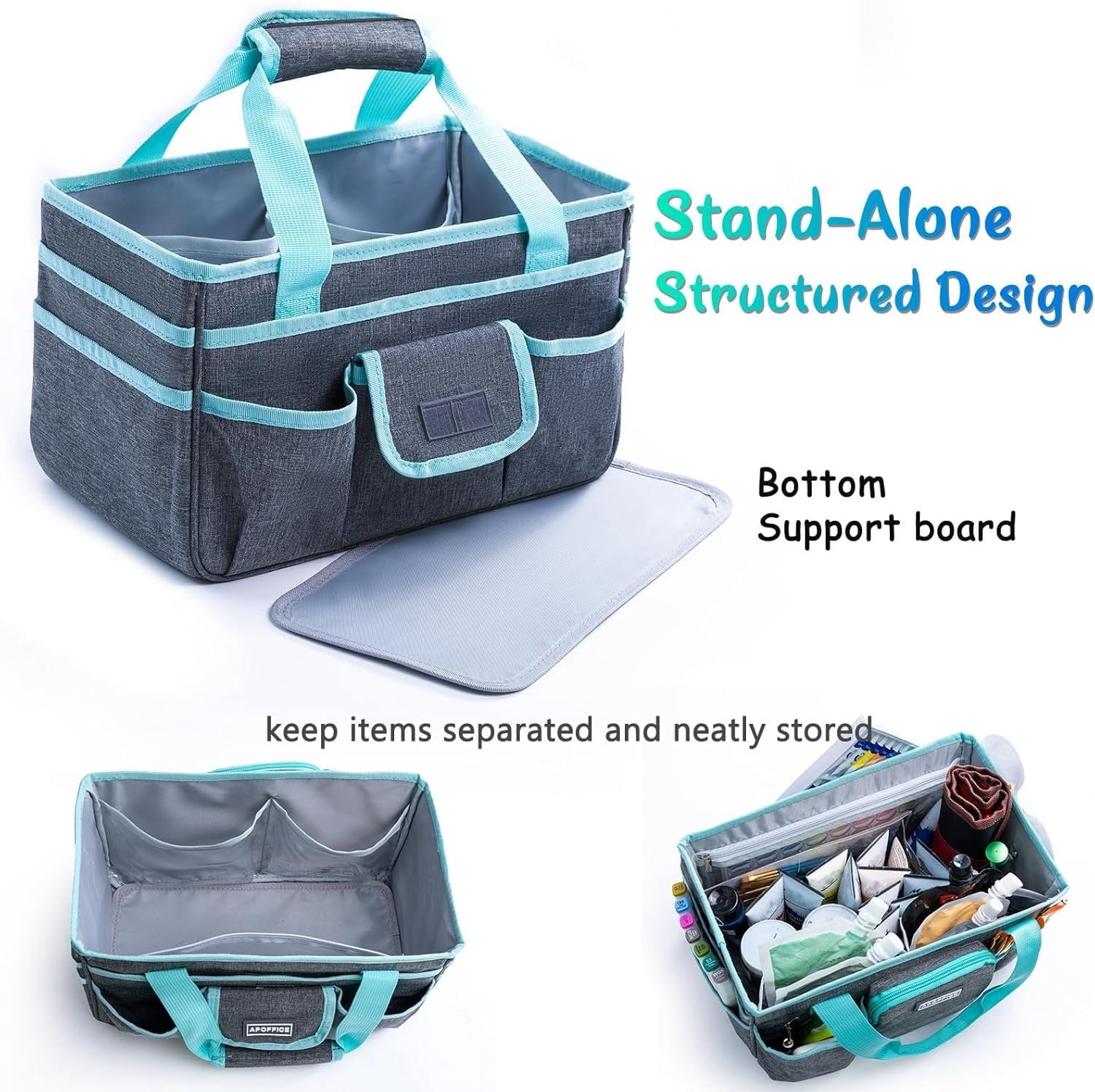 Art  Organizer Tote Bag - Craft  with Handle, Utility Storage Tote with Multiple Pockets & Adjustable Divider for Sewing, Scrapbooking, School, Office,  Supplies
