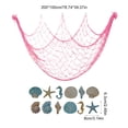 thumbnail image 3 of Sea Animal Photo Display Fishnet, 78.74x39.37in Decorative Mesh with Sea Animal Ornaments for Photo Display, Beach Party, Bedroom, Living Room, Coastal Home, and Nautical Wall Styling, Pink, 3 of 6