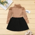 thumbnail image 3 of Kids Baby Girls Two-piece Outfits Set Solid Color Turtleneck Knitwear Tops Sweater + Pleated Skirt 0-5T, 3 of 11