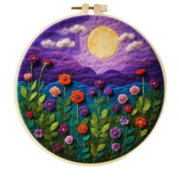 Flowers Needle Felting Set, Beginner Felt Painting Set, With Wool Felt Painting Set, Decorative Frame, Suitable for Home Decoration