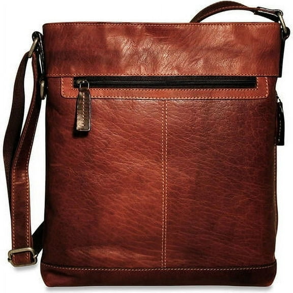 Jack Georges Voyager Hand-Stained Buffalo Leather Crossbody Bag #7312 (Brown)