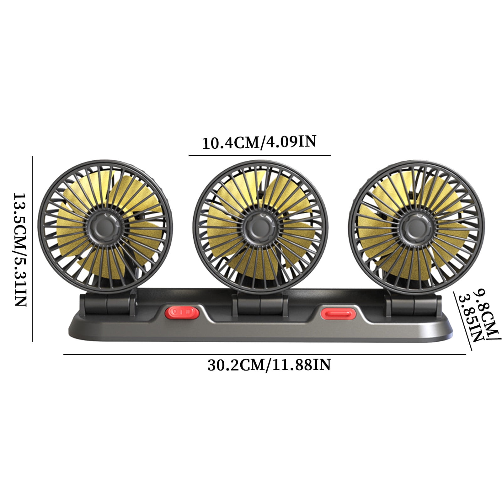 Car Fan Portable Auto Cooling Fan ThreeHead Rotatable Vehicle Fan Strong Wind Air Circulation Fan for Car Dashboard Electric Fan for Truck SUV Sedan RV Van