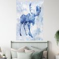 thumbnail image 3 of Moose Tapestry, Blue Pattern Pine Needles Spruce Tree with Antlers Deer Family Snow Winter Horns, Wall Hanging for Bedroom Living Room Dorm Decor, 60W X 80L Inches, Blue White, by Ambesonne, 3 of 5