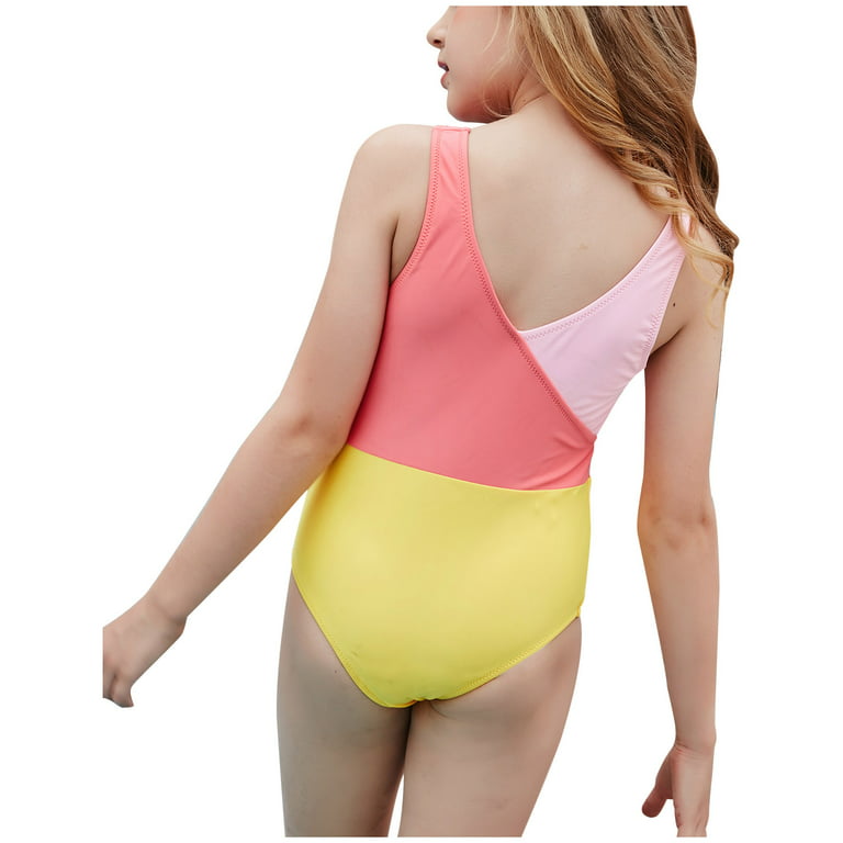 Yellow One Piece Ruffle Yellow One Piece Swimsuit For Girls, Ages