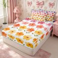 thumbnail image 3 of Manfei Colorful Gradient Flowers Zipper Full Size Comforter Sets with Fitted Sheet and 2 Pillowcases,Cottagecore Blossom Zipper Bedding Set,Reversible, 3 of 7