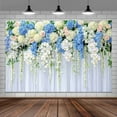 thumbnail image 7 of Floral Wedding Backdrop White Blue Spring Floral Bridal Shower Photography Background for Women Girl Flower Birthday Party Decorations Banner Supplies Photo Booth Props, 7 of 7