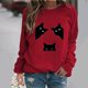 thumbnail image 1 of Pntutb Suéter De Cuello Redondo De Manga Larga Con Estampado De Gato Suelto Casual De Otoño E Invierno Para Mujer Pntutb Pntutb-5748, 1 of 1