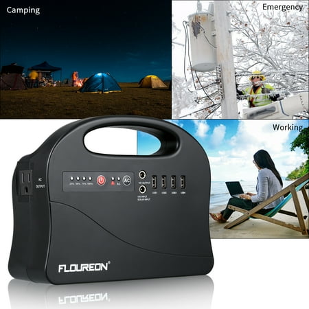 - FLOUREON 146Wh Portable Power Station, Emergency External Battery Pack Generator Backup, 120V/200W AC Outlet, 4 USB Ports, Solar Input