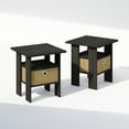 thumbnail image 2 of Furinno Tidur Bedside Table Nightstand with Bin Drawer, Espresso/Brown, Set of 2, 2 of 5
