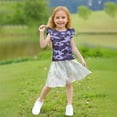 thumbnail image 4 of Cowsor Girls Ruffled Camo Print Short Sleeve T Shirt Cute Lightweight Summer Top for Little Kids, 4 of 6