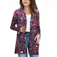thumbnail image 2 of BFHHYA Girls' Sequin 3D Print Cardigan Lightweight Long Sleeve Open Front Jacket with Pockets, for Indoor Activities & Birthday Parties(5-14Y), 2 of 7
