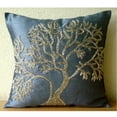 thumbnail image 2 of The HomeCentric Cushion Covers, Decorative Blue Designer Pillowcases Pack of 2, 16x16 inch (40x40 cm) Silk Toss Pillow Covers, Nature & Floral, Tree, Beaded, Couch&nbsp;Pillow Covers - Paradise Tree, 2 of 4