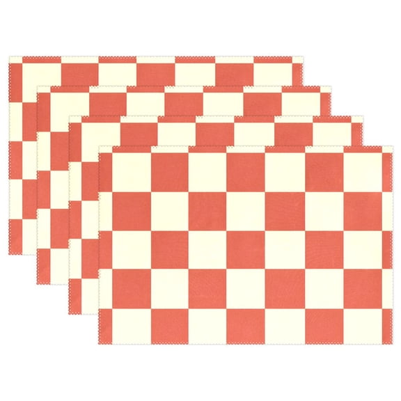 Ryvnso Placemats Set of 4 Checkered Grid-t6 Dining Mats Heat-Resistant Non-Slip Washable Table Mat