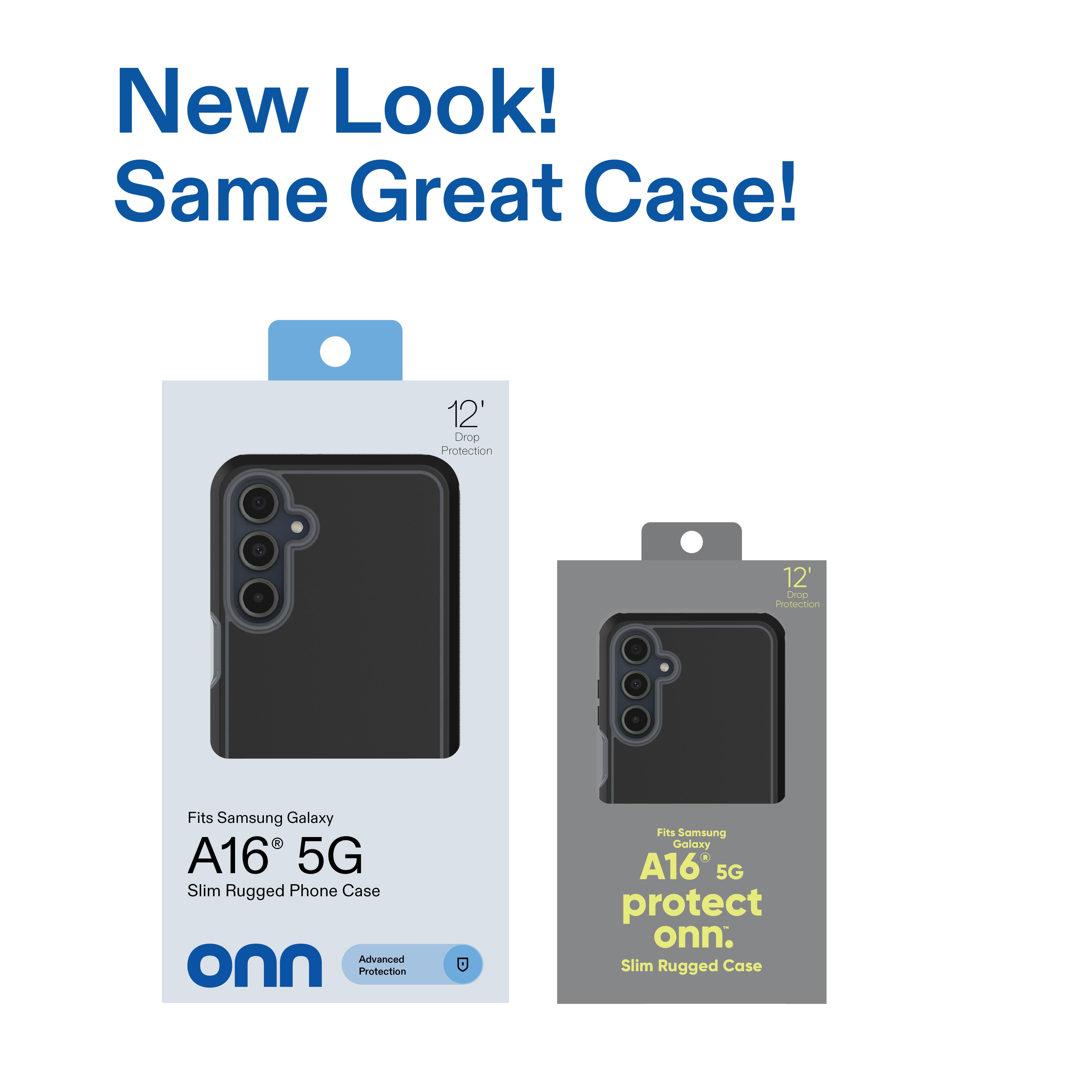 onn Slim Rugged Phone Case for Samsung Galaxy A16 5G - Black/Gray